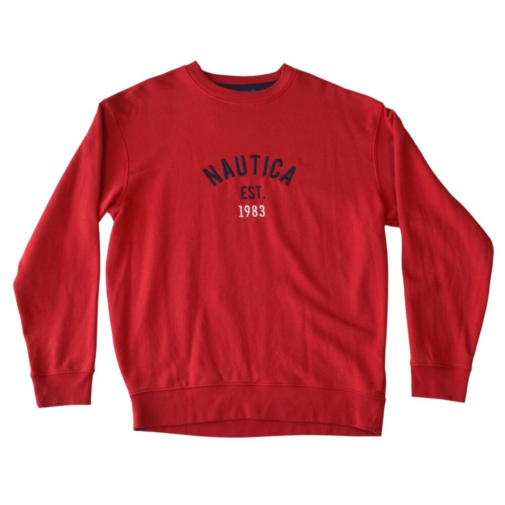 Nautica Red Crewneck Sweatshirt Est. 1983 Logo Size Large